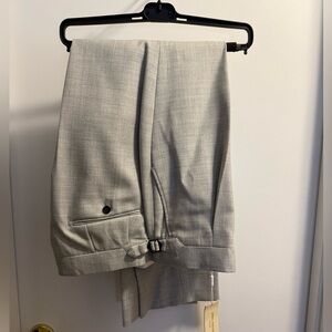 Spier & Mackay Light Gray Heavy Wool Twill High Rise Trousers Size 34, hem 29.5”